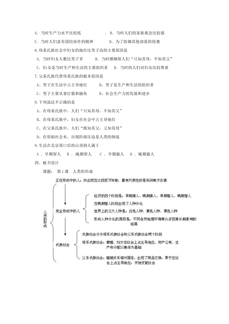 广东省汕头市龙湖实验中学九年级历史上册 第1课 人类的形成教案 新人教版_第3页