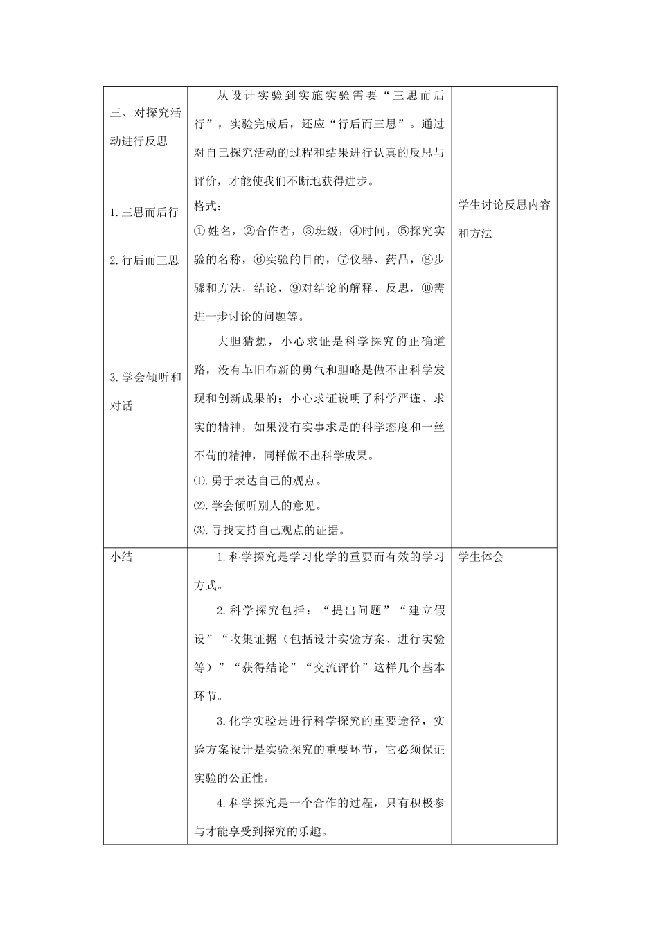 八年级化学全册 第一单元 步入化学殿堂 第二节 体验化学探究教学设计2 （新版）鲁教版五四制-鲁教版五四制初中八年级全册化学教案_第3页