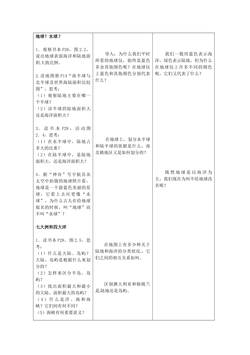 江苏省海门市七年级地理 21《大洲和大洋》教案 苏教版_第2页