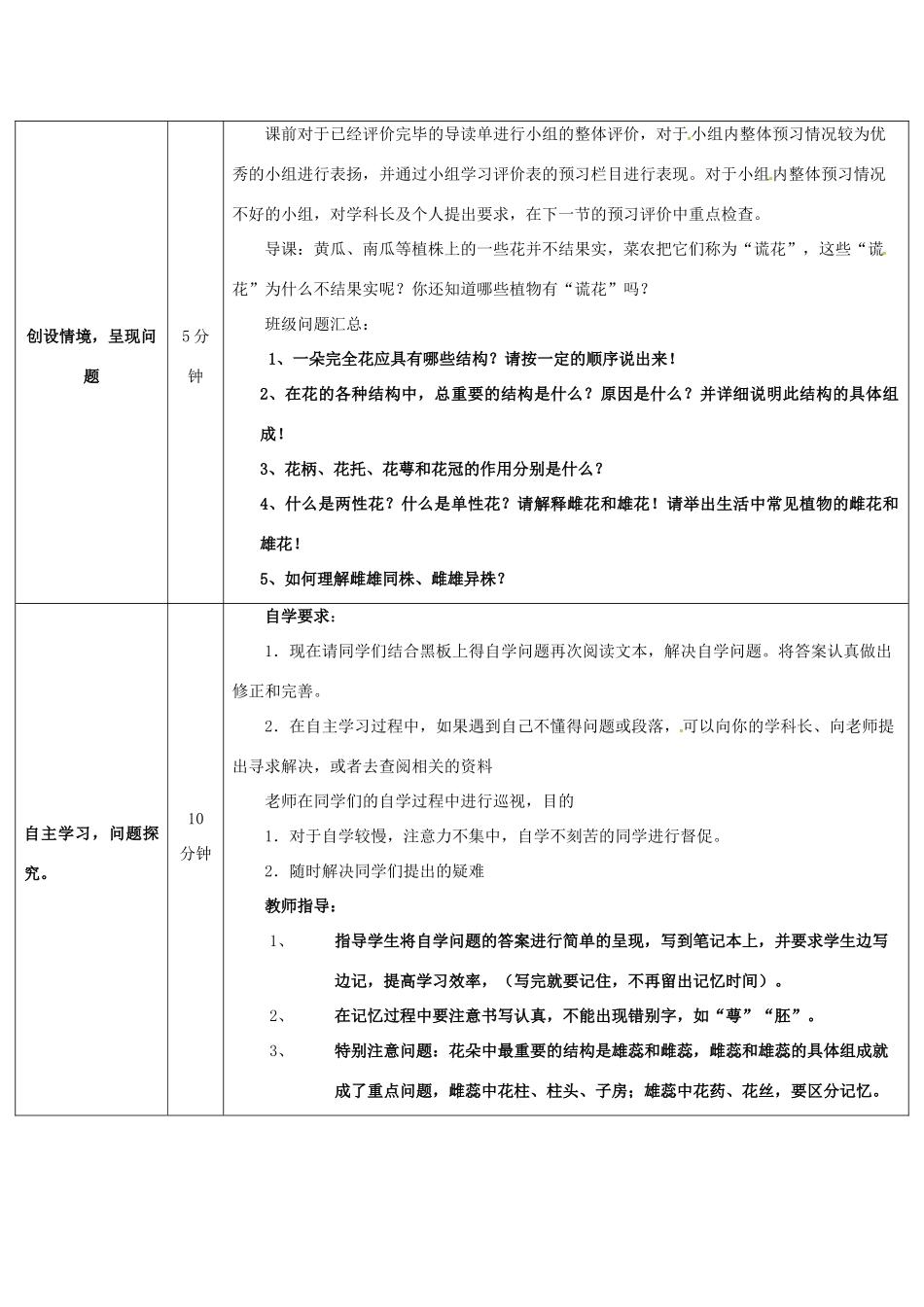 八年级生物上册 4.1.1 花的结构和类型导学案2 （新版）济南版-（新版）济南版初中八年级上册生物学案_第2页