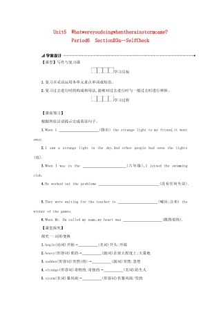 八年级英语下册 Unit 5 What were you doing when the rainstorm came（Period6 SectionB3a—SelfCheck）学案设计 （新版）人教新目标版-（新版）人教新目标版初中八年级下册英语学案