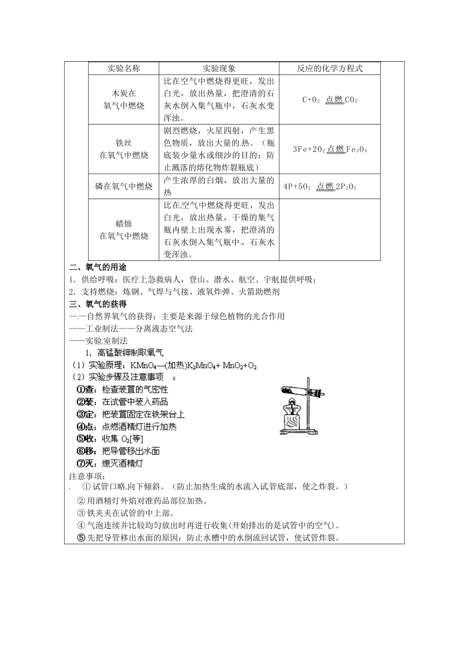 福建省建瓯市徐墩中学九年级化学上册 第二章 第一节 性质活泼的氧气教案 （新版）沪教版_第2页