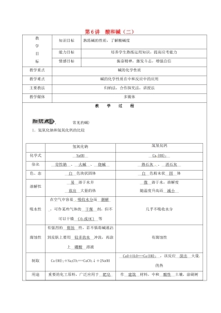 黑龙江省鸡西市恒山区中考化学 第6讲 酸和碱复习教案2-人教版初中九年级全册化学教案