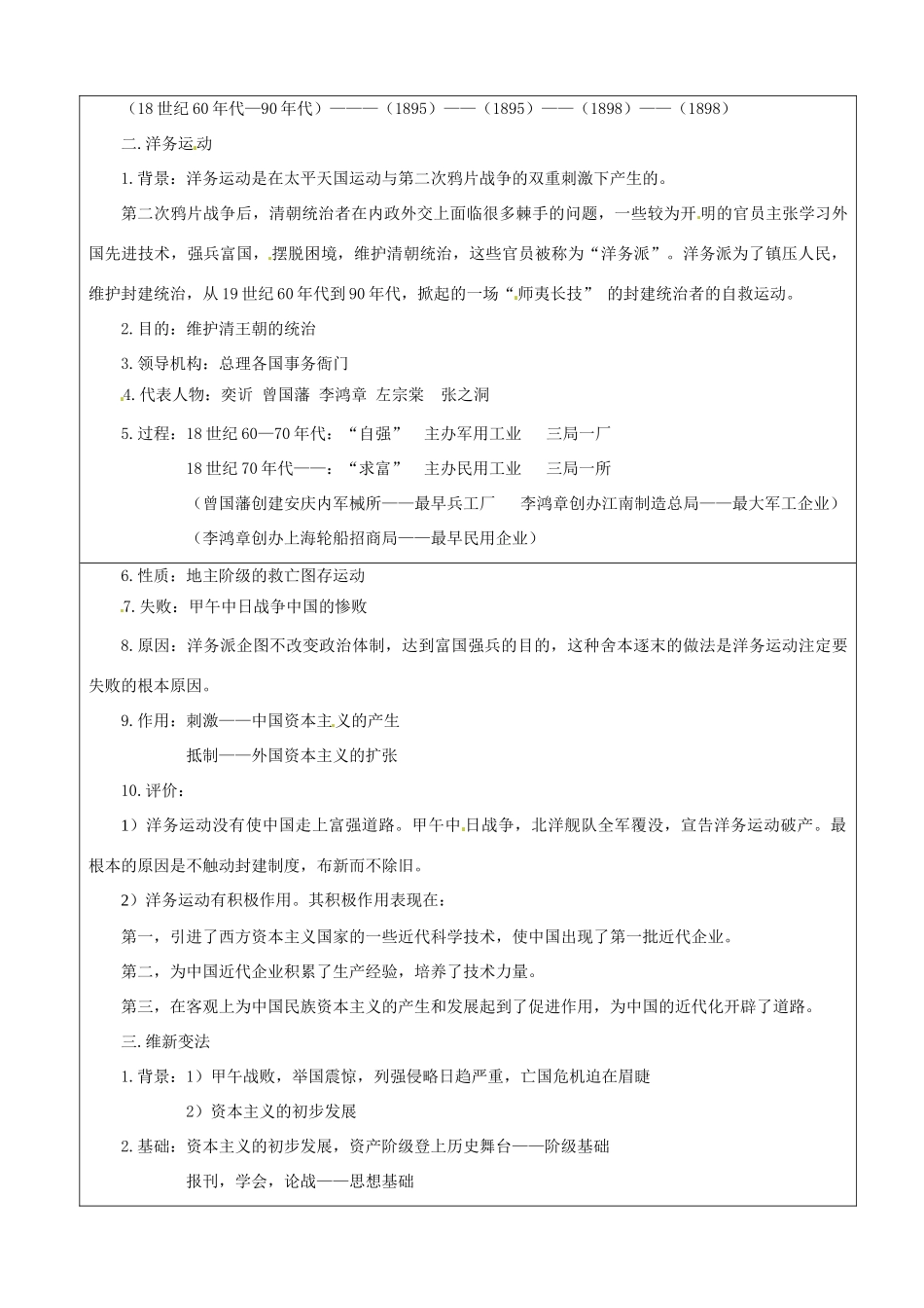 八年级历史上册 第5课《洋务运动与戊戌变法》教案 华东师大版_第2页