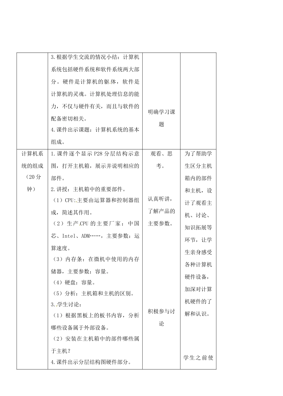 福建省福州市福州十五中七年级信息技术《2.3计算机系统的基本组成》教案_第2页