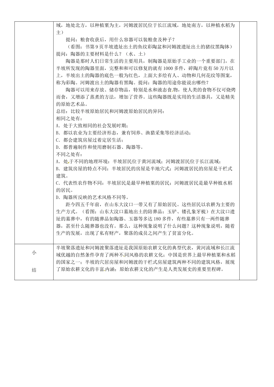 黑龙江省哈尔滨市第四十一中学七年级历史上册 第2课 星罗棋布的氏族聚落教案 北师大版_第3页