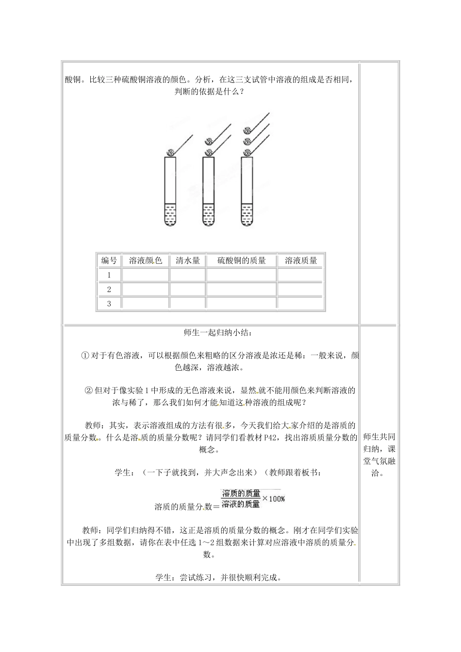 江苏省大丰市万盈二中九年级化学下册《9.3 溶质的质量分数》教案（2） 人教新课标版_第3页