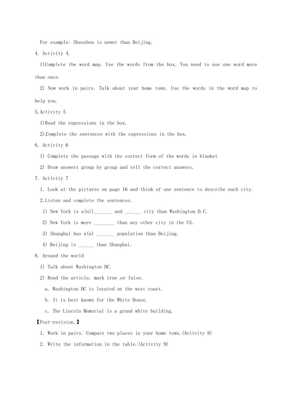 八年级英语上册 Module 2 My home town and my country Unit 3 Language in use导学案 （新版）外研版-（新版）外研版初中八年级上册英语学案_第2页