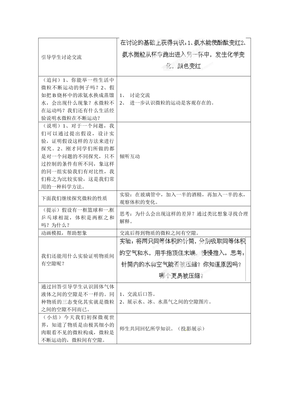 江苏省常州市西夏墅中学九年级化学下册《用微粒的观点看物质》骨干教师示范课教学设计 新人教版_第3页
