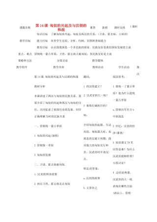 江苏省大丰市第七中学七年级历史《匈奴的兴起及与汉朝的和战》教学设计