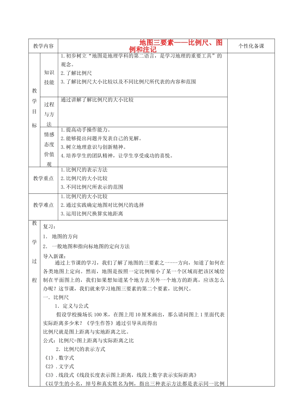 湖南省茶陵县世纪星实验学校七年级地理《我们怎样学会地理地图三要素》教案_第1页