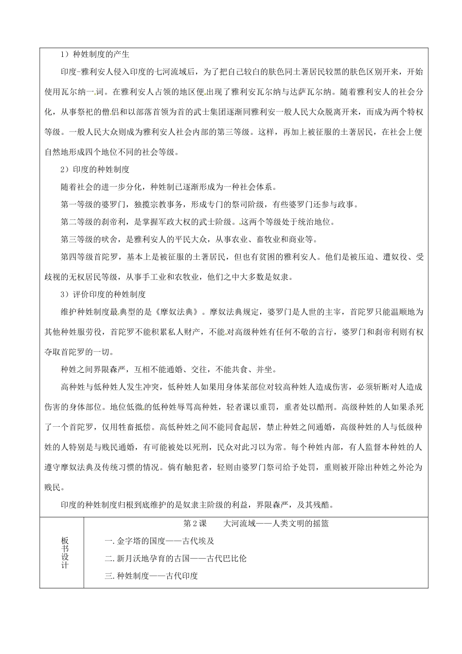 江苏省东台市唐洋镇中学九年级历史上册《第2课 大河流域—人类文明的摇篮》教案 新人教版_第3页