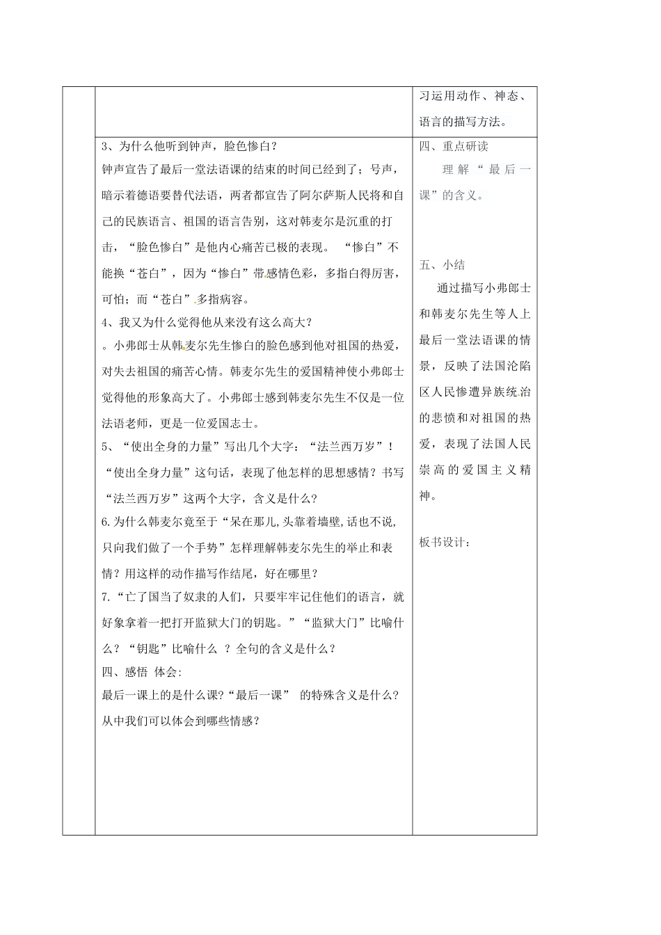 （秋季版）陕西省山阳县七年级语文下册 第二单元 6 最后一课导学案3 新人教版-新人教版初中七年级下册语文学案_第2页