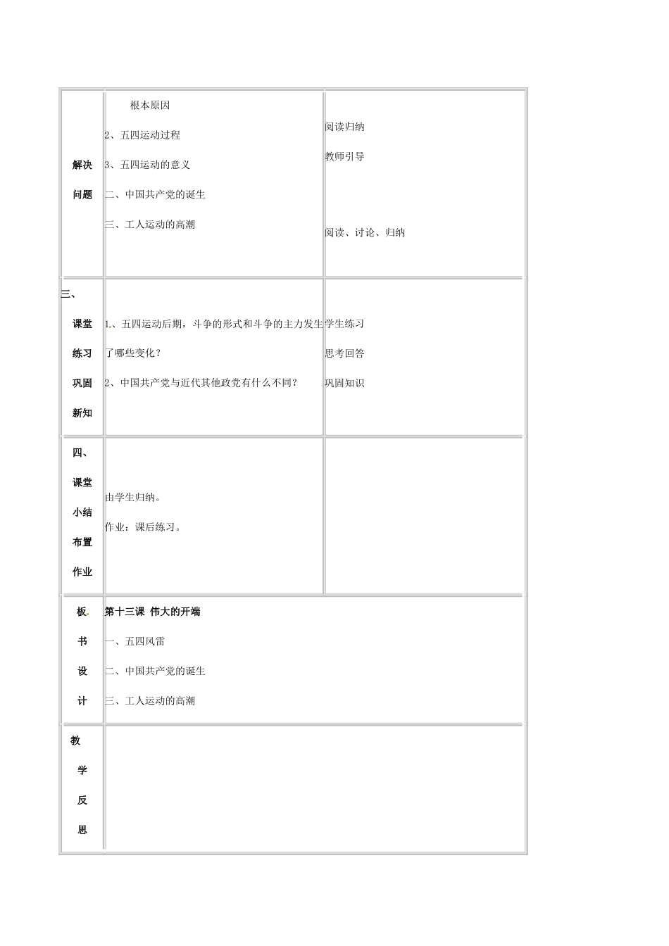 八年级历史上册 第三单元 第13课伟大的开端教案北师大版_第2页