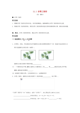 贵州省遵义市习水县树人学校八年级数学上学期《111 全等三角形》学案