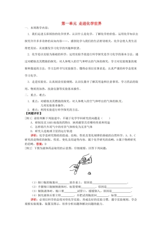 湖南省醴陵市青云学校九年级化学上册 1 第一单元 走进化学世界辅导教学案 新人教版