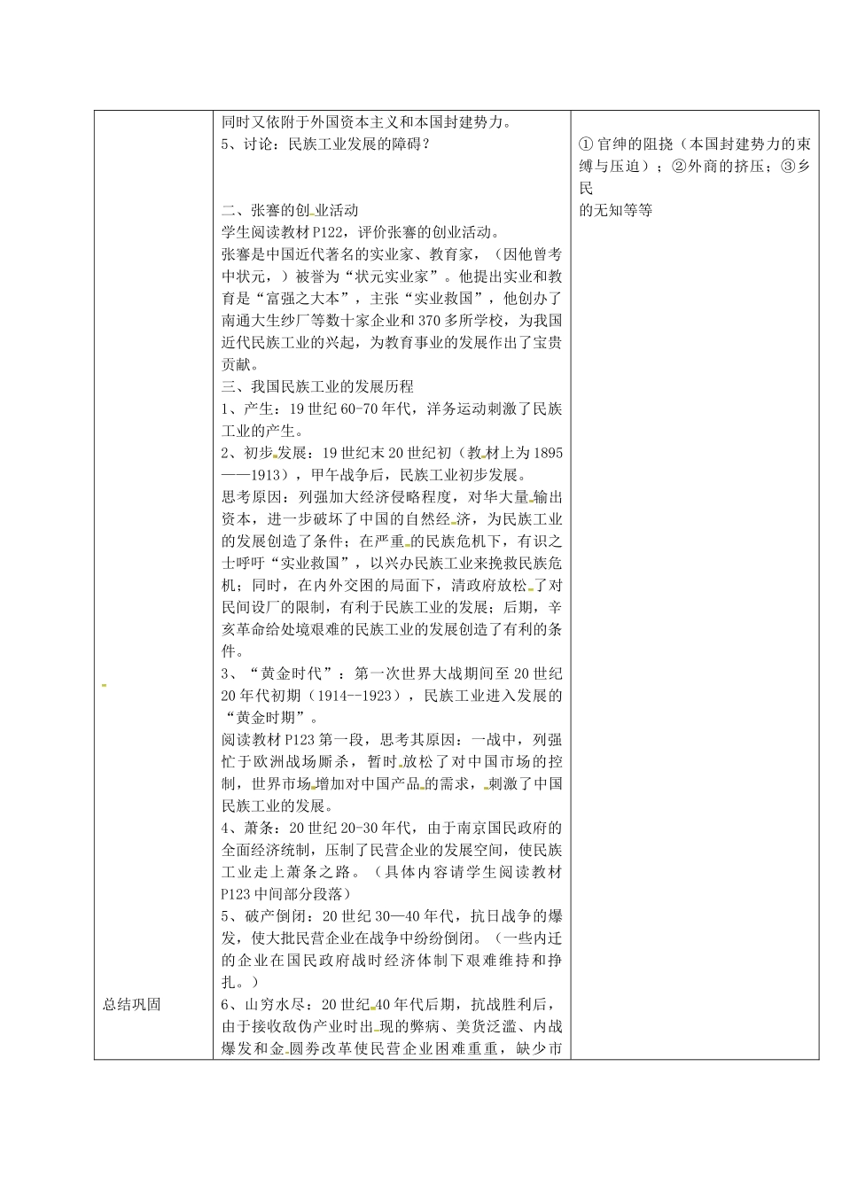 八年级历史上册 第18课 民族工业的曲折发展教案2 华东师大版-华东师大版初中八年级上册历史教案_第2页