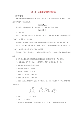八年级数学上册 第十二章 全等三角形 12.2三角形全等的判定（3）导学案（新版）新人教版-（新版）新人教版初中八年级上册数学学案