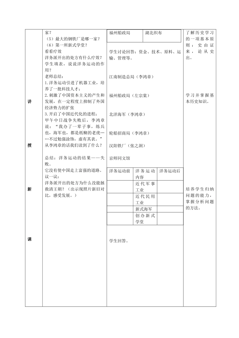 八年级历史上册 第5课 洋务运动教案 岳麓版-岳麓版初中八年级上册历史教案_第3页
