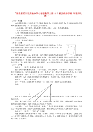湖北省武穴市实验中学七年级数学上册 4.7 相交线导学案 华东师大版 