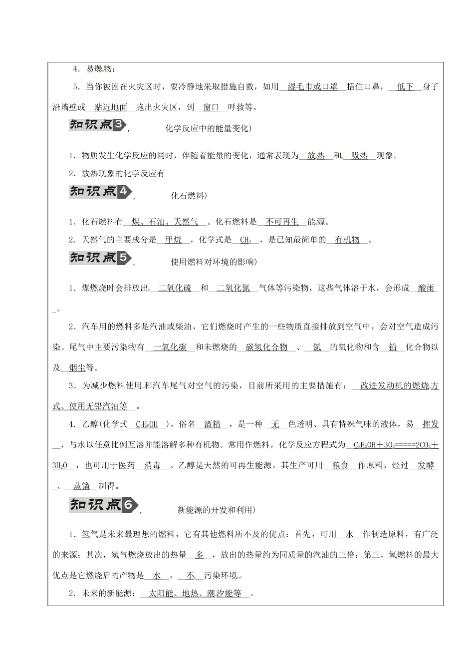黑龙江省鸡西市恒山区中考化学 第13讲 燃料及其利用复习教案-人教版初中九年级全册化学教案_第2页