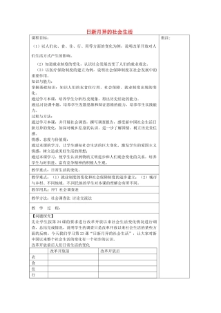 八年级历史下册 第23课 日新月异的社会生活教案2 岳麓版-岳麓版初中八年级下册历史教案