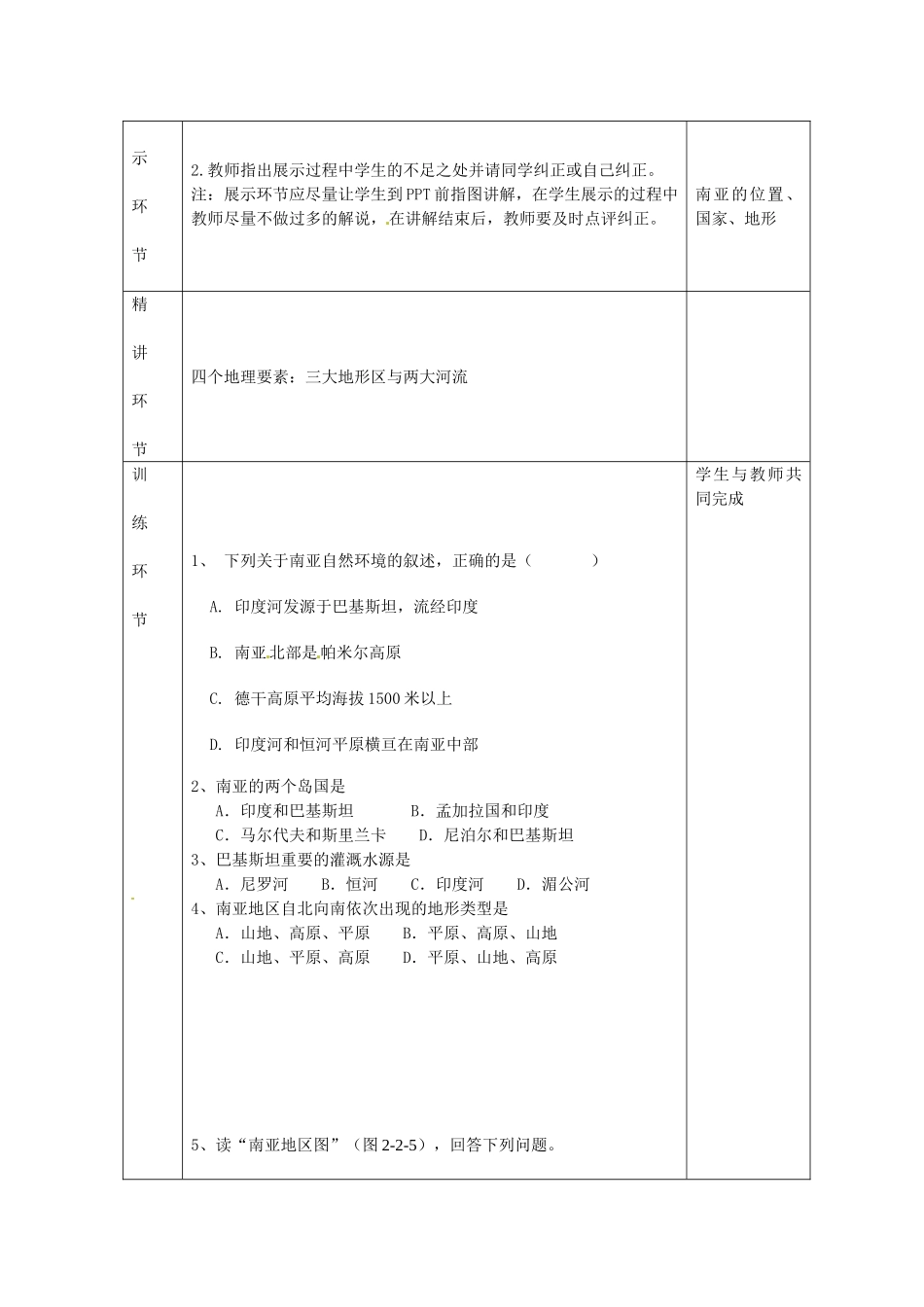 福建省东侨经济开发区中学七年级地理下册 7.2 南亚教案 湘教版_第2页