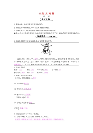 八年级语文下册 第13课《短文两篇》活板导学案-人教版初中八年级下册语文学案