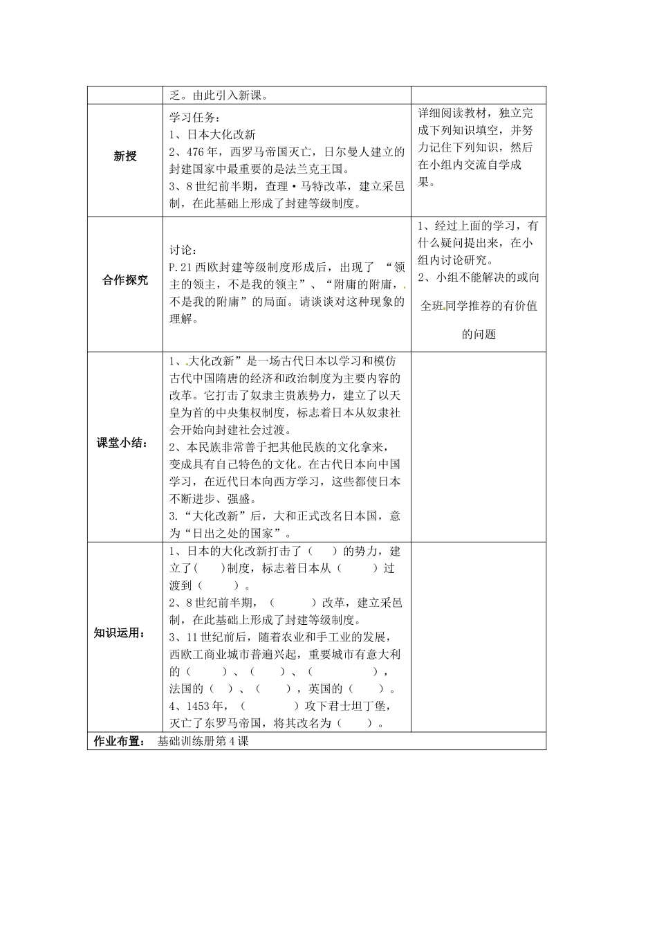 湖南省株洲县渌口镇中学九年级历史上册 第4课 中古亚欧文明教案 岳麓版_第2页