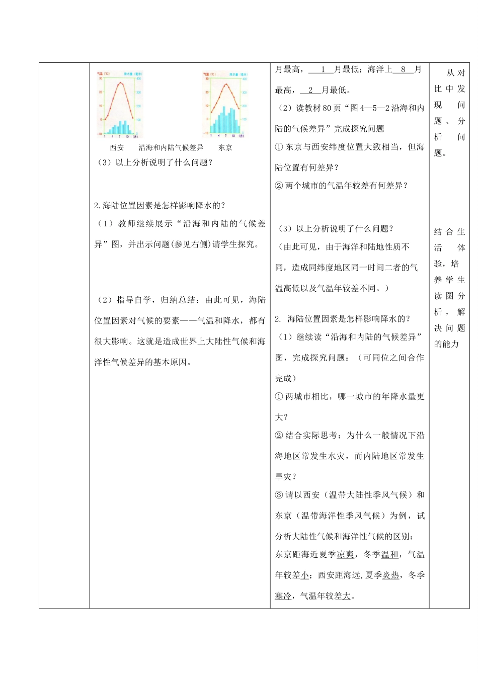 （水滴系列）七年级地理上册 4.5 形成气候的主要因素教案 （新版）商务星球版-（新版）商务星球版初中七年级上册地理教案_第3页