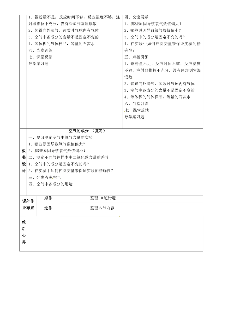 八年级化学全册 4 我们周围的空气复习教案2 （新版）鲁教版五四制-鲁教版五四制初中八年级全册化学教案_第2页