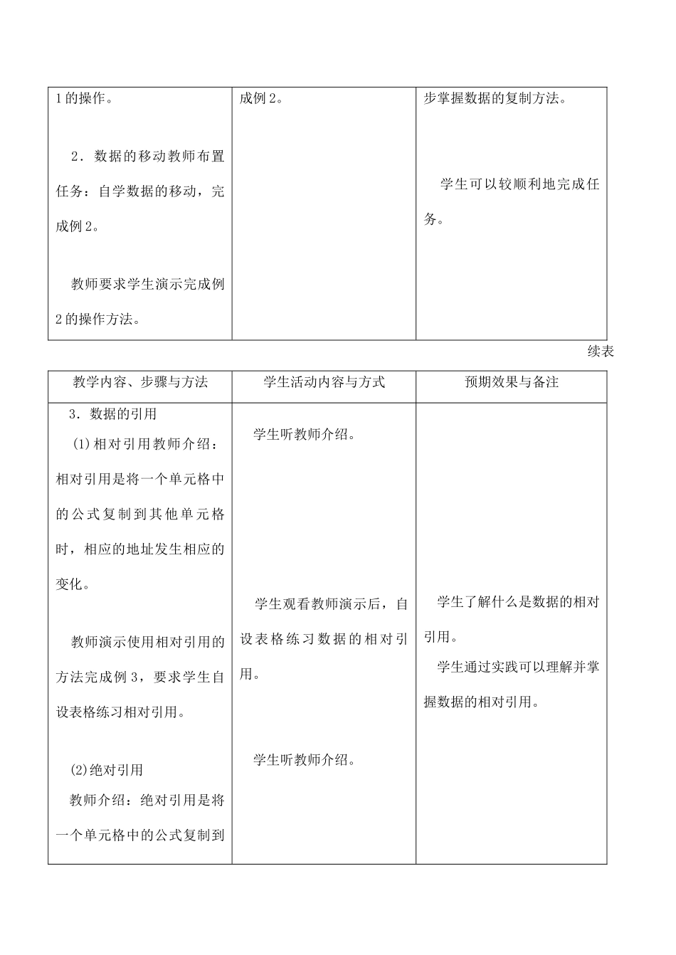 初中信息技术八年级 第七课 数据的复制、移动和引用_第3页