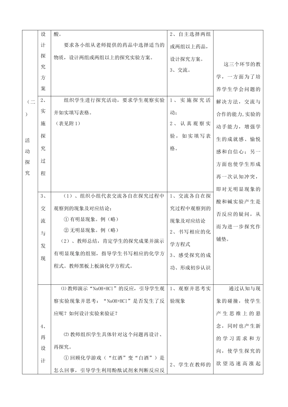 初三化学酸和碱的反应教案 上教版_第2页