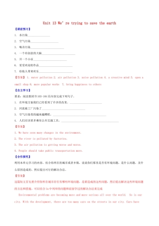 北大绿卡九年级英语全册 Unit 13 We’re trying to save the earth（第4课时）Section B（3a-Self Check）导学案 （新版）人教新目标版-（新版）人教新目标版初中九年级全册英语学案