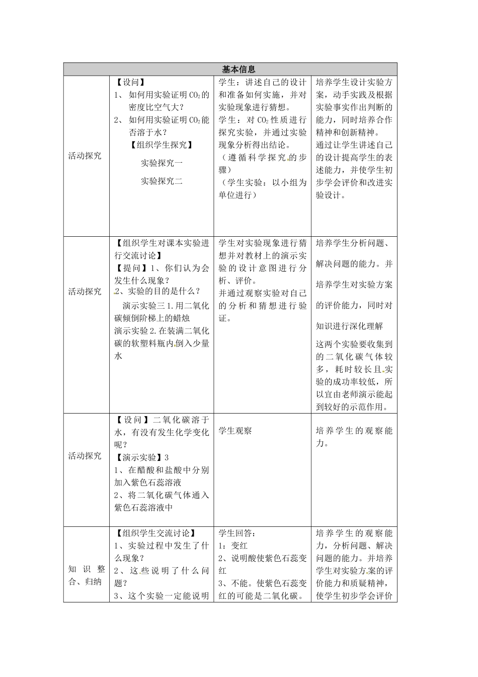 广东省韶关四中九年级化学《二氧化碳》教学设计_第3页