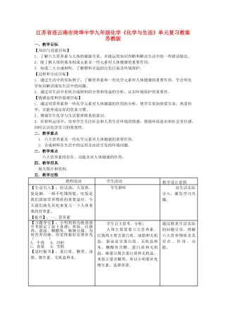 江苏省连云港市岗埠中学九年级化学《化学与生活》单元复习教案 苏教版