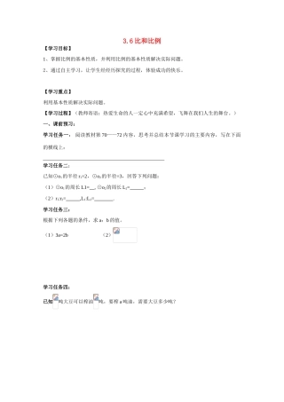 八年级数学上册 3.6比和比例（二）学案（无答案）青岛版