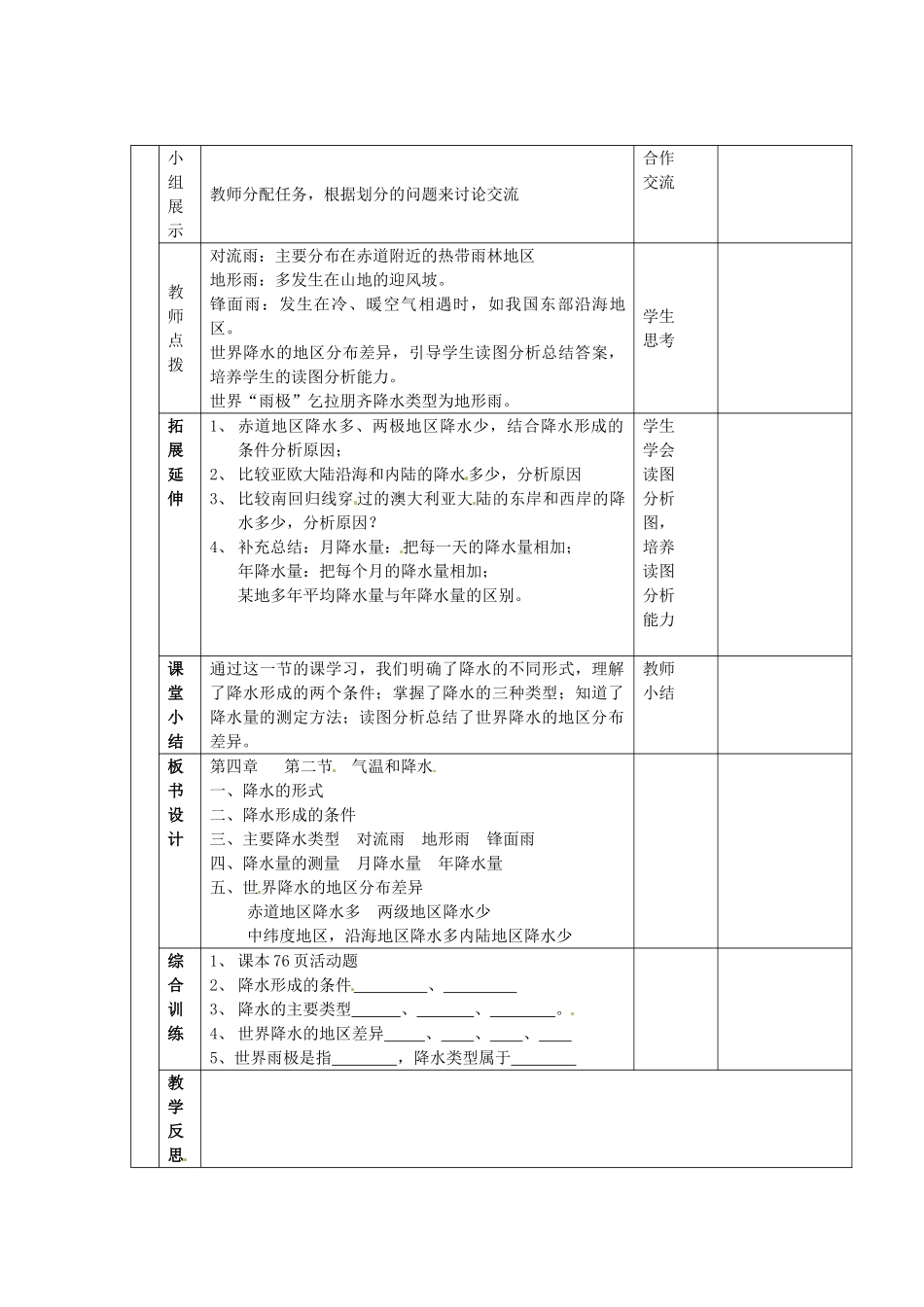 山东省邹平县实验中学七年级地理上册 第二节 世界的降水教案2 湘教版_第2页