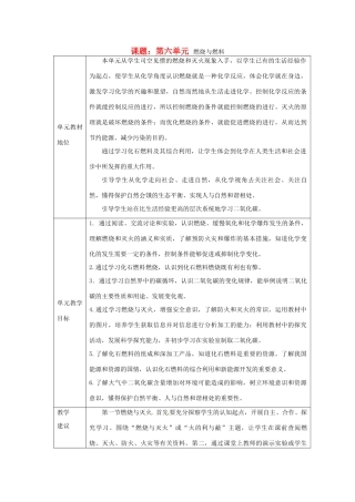山东省枣庄市第四十二中学九年级化学上册 第六单元《燃烧与燃料》教案（1） 新人教版