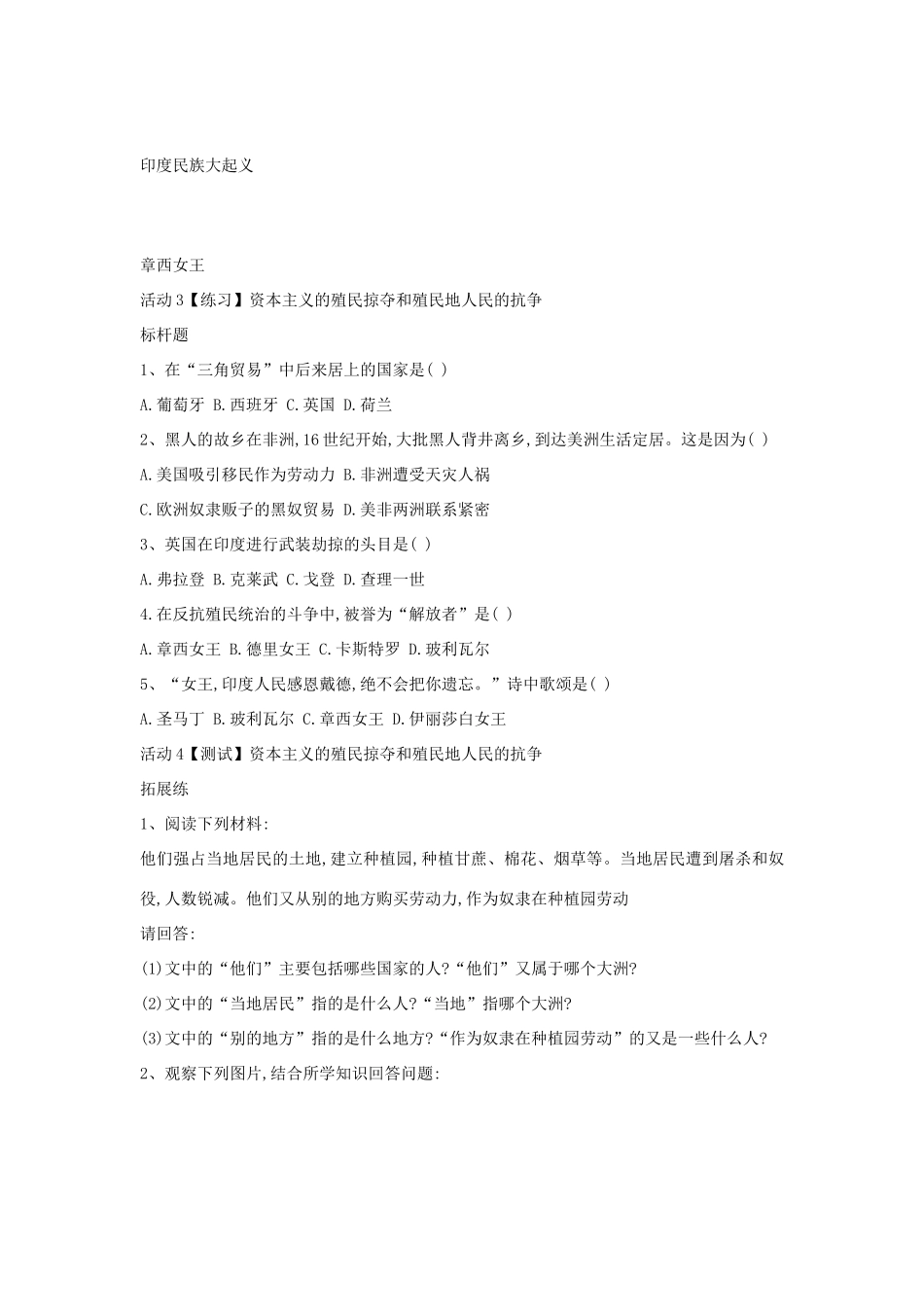 九年级历史上册 第14课 资本主义的殖民掠夺与扩张教案2 中华书局版-中华书局版初中九年级上册历史教案_第3页