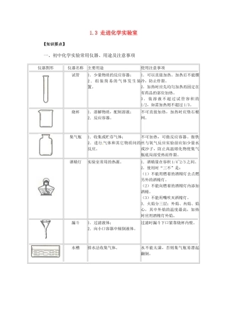 山东省青岛市国开中学九年级化学上册 1.3 走进化学实验室教案 新人教版