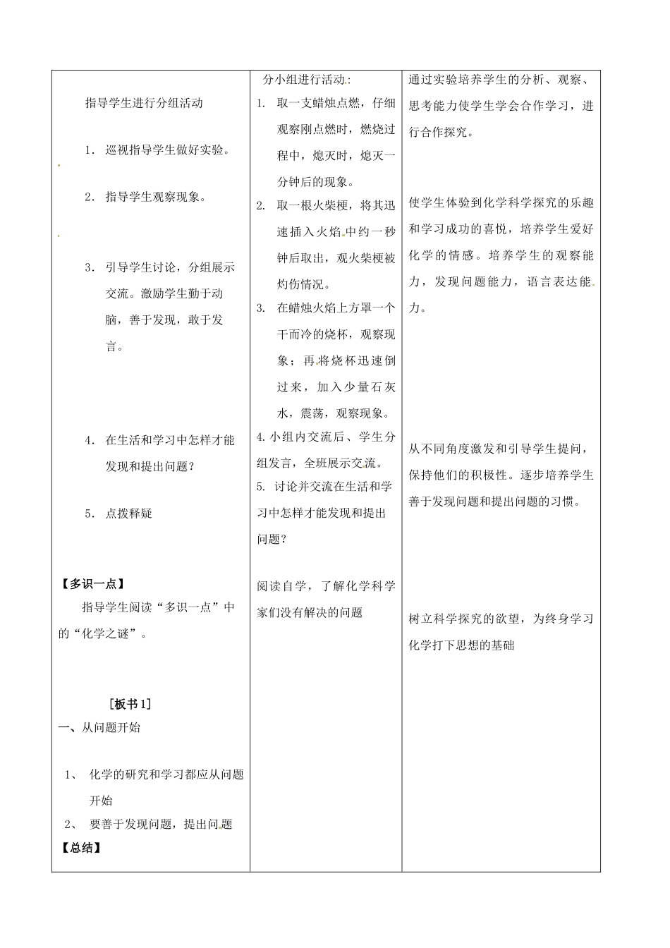 山东省滕州市大坞镇大坞中学九年级化学全册《1.1 体验化学探究（一）》教案 鲁教版_第2页