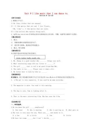 九年级英语全册《Unit 9 I like music that I can dance to（第4课时）》学案 （新版）人教新目标版-（新版）人教新目标版初中九年级全册英语学案