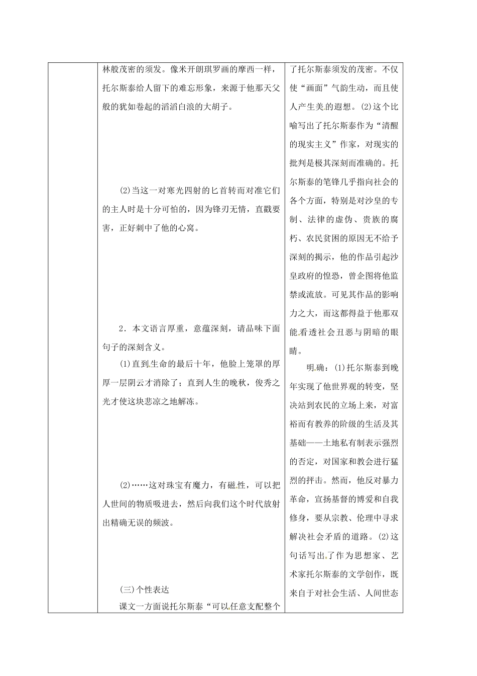 陕西省山阳县八年级语文下册 第一单元 4 列夫托尔斯泰学案2 （新版）新人教版-（新版）新人教版初中八年级下册语文学案_第2页