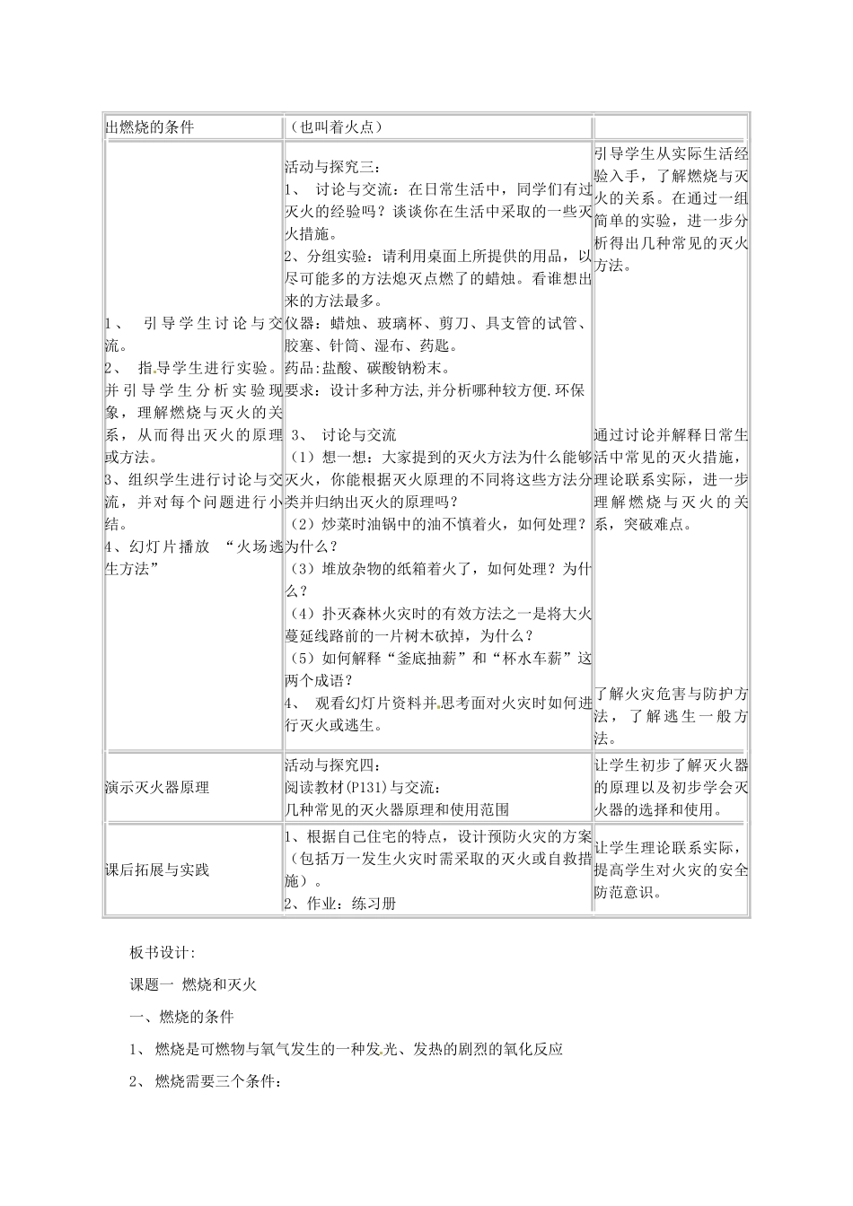 新疆巴州蒙古族高级中学九年级化学 燃烧和灭火教案2 新人教版_第3页