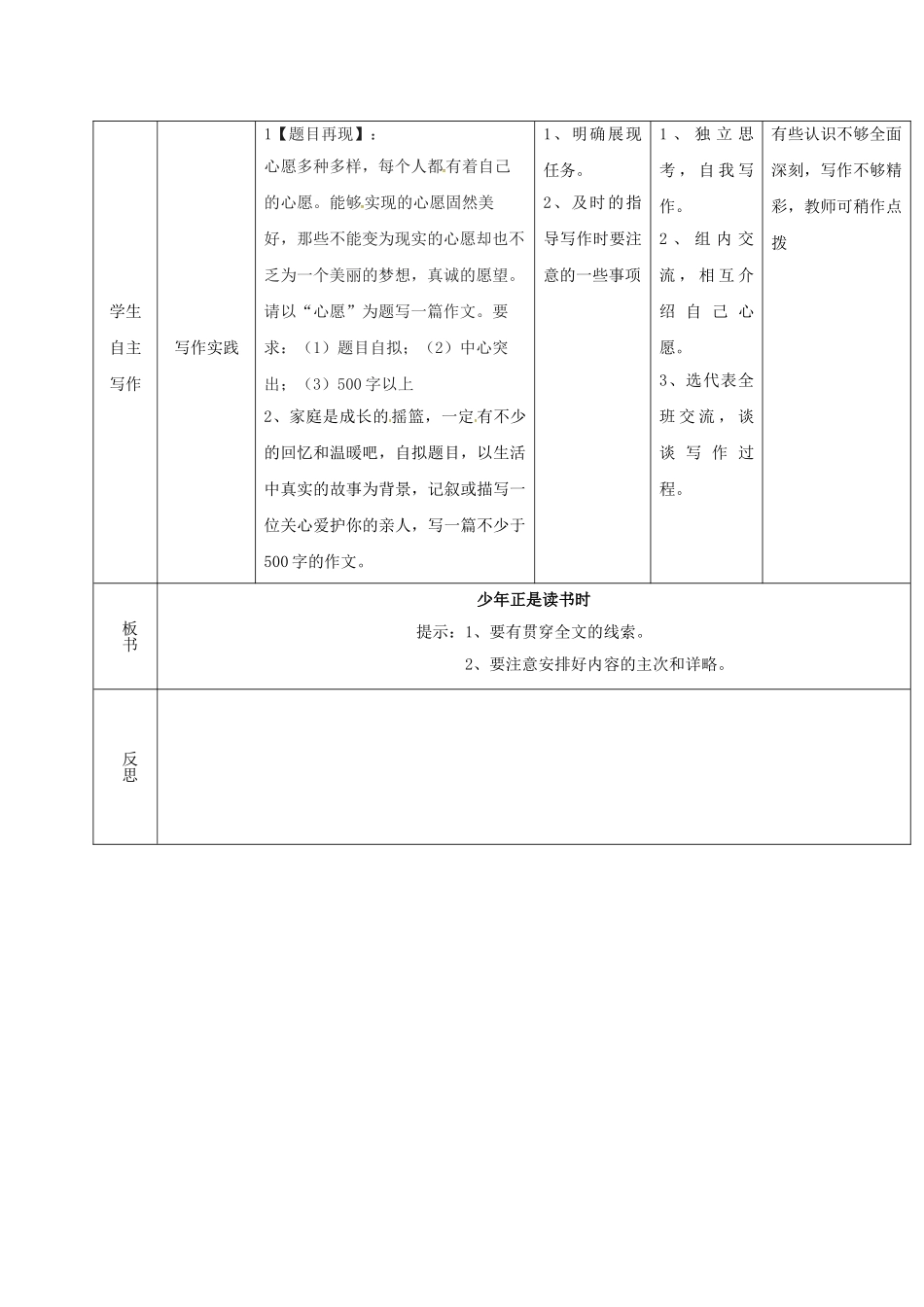 （秋季版）吉林省通化市七年级语文上册《少年正是读书时》导学案 新人教版-新人教版初中七年级上册语文学案_第2页