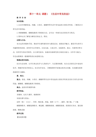 九年级化学下册 第十一单元 课题1《生活中常见的盐》教学设计 （新版）新人教版-（新版）新人教版初中九年级下册化学教案