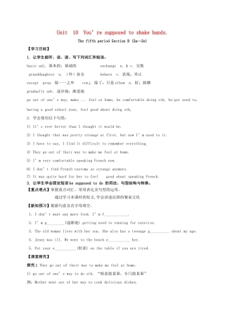 九年级英语全册《Unit 10 You’re supposed to shake hands（第5课时）》学案 （新版）人教新目标版-（新版）人教新目标版初中九年级全册英语学案