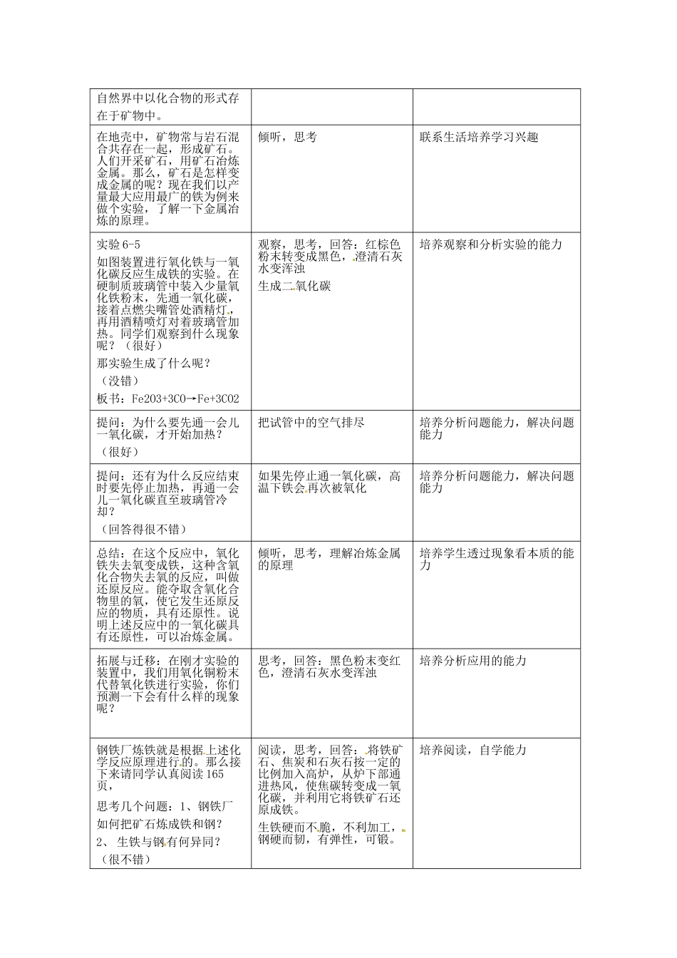 九年级化学下册 6.3 金属矿物与冶炼教案1 （新版）粤教版_第2页