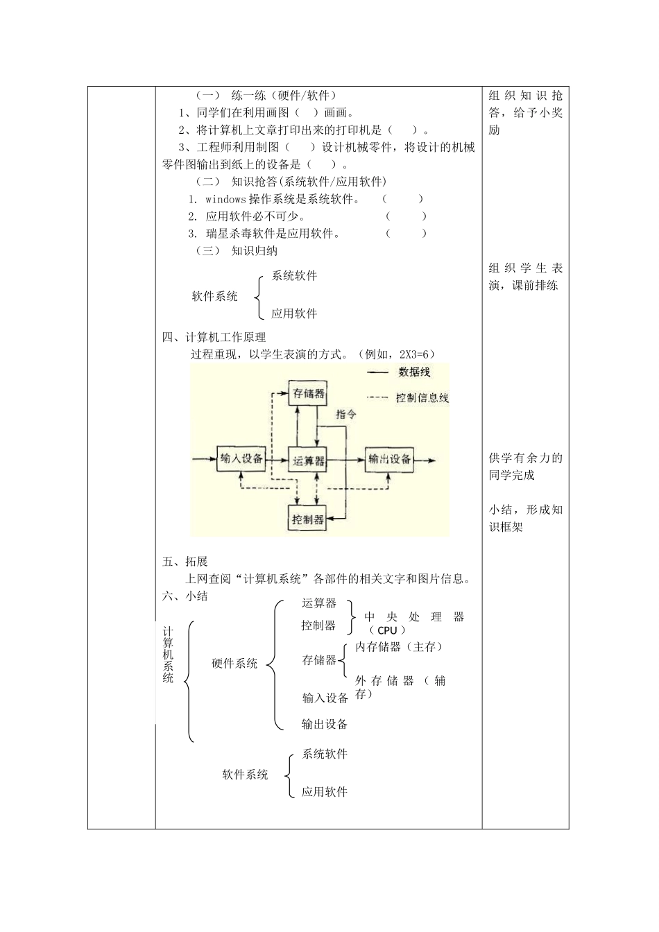 四川省七年级信息技术上册 第4课《计算机系统及其工作原理》教学案 新人教版_第3页